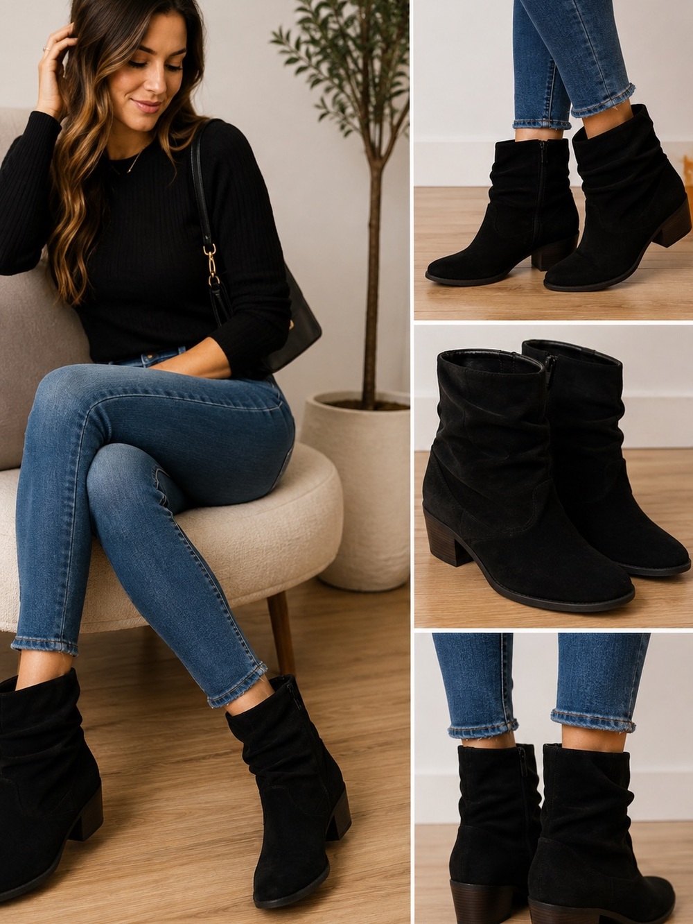 ALDO Black Ankle Boots Block Heel Size 9